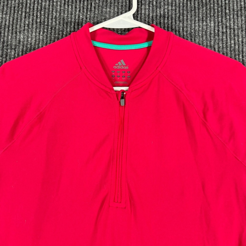 Adidas‎ Pullover Womens Medium Pink Long Sleeve 1/4 Zip Shirt Blade Collar Run